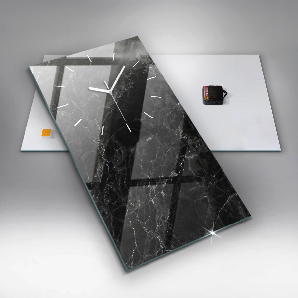 Vertical wall clock Dark marble