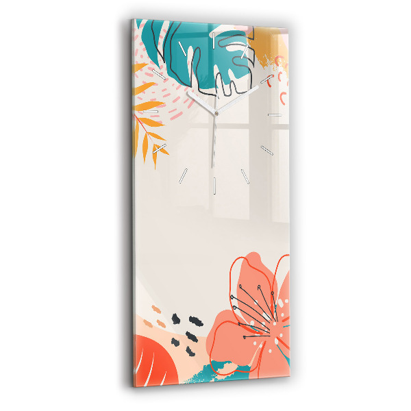 Vertical wall clock Hawaiian plants