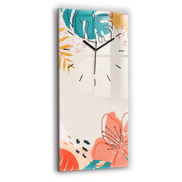 Vertical wall clock Hawaiian plants