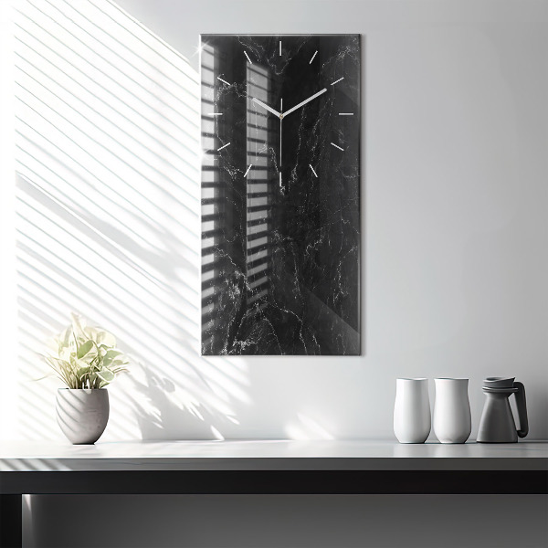 Vertical wall clock Black marble