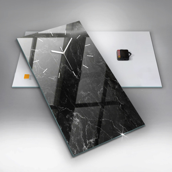 Vertical wall clock Black marble