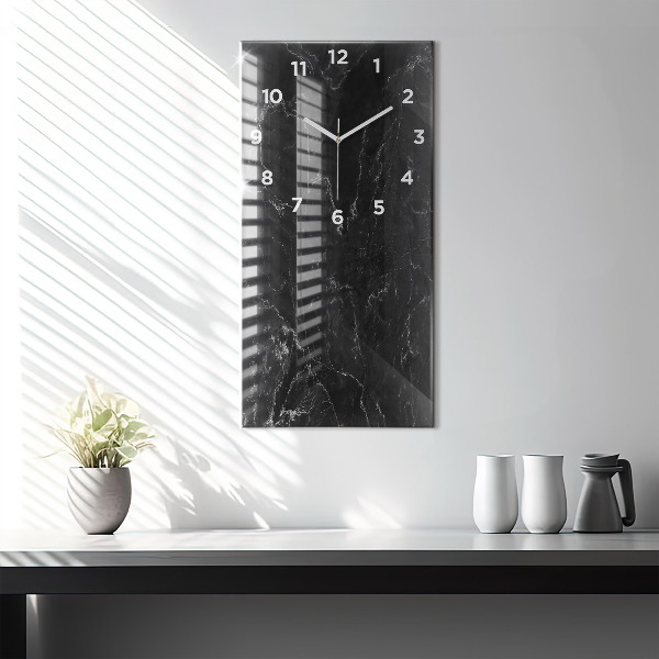 Vertical wall clock Black marble