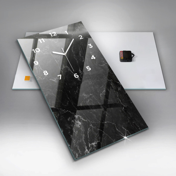 Vertical wall clock Black marble