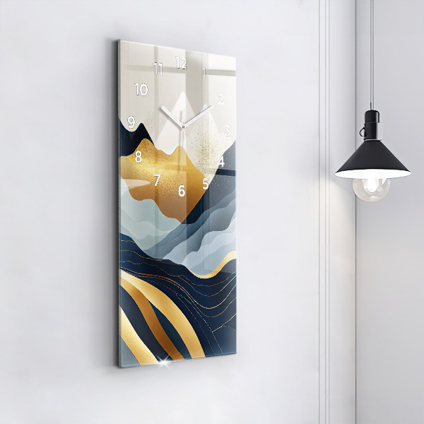 Vertical wall clock Abstract mountains