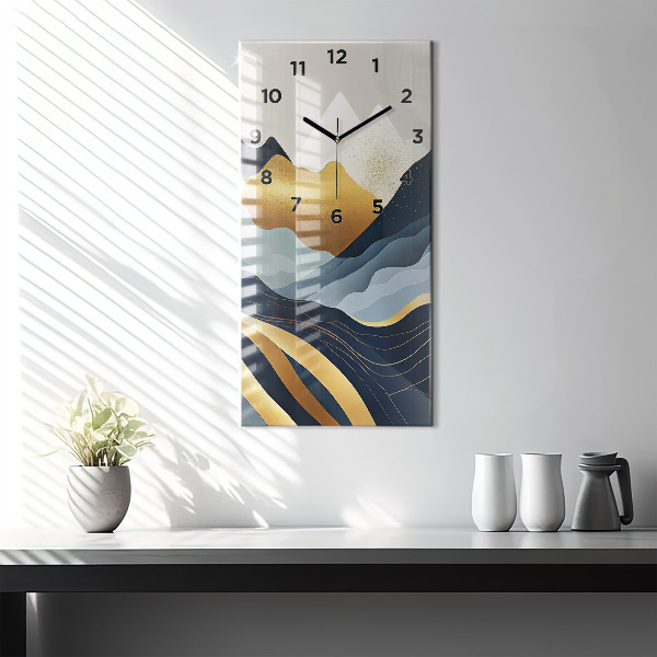 Vertical wall clock Abstract mountains