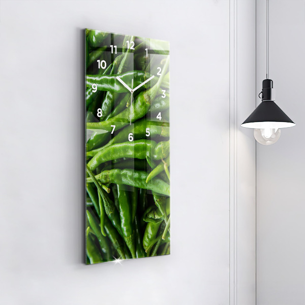 Vertical wall clock Green pepper
