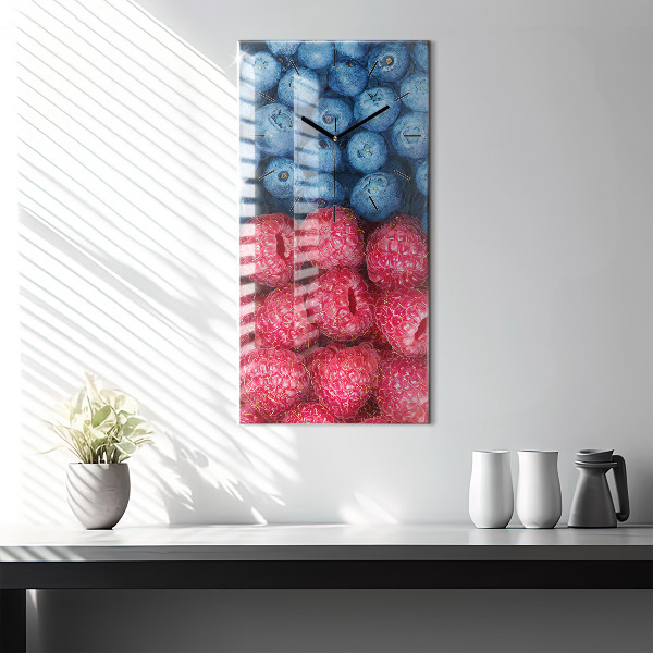 Vertical wall clock Blueberries and raspberries