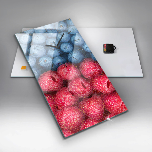 Vertical wall clock Blueberries and raspberries