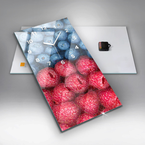 Vertical wall clock Blueberries and raspberries
