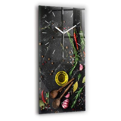 Vertical wall clock Spices on the counter