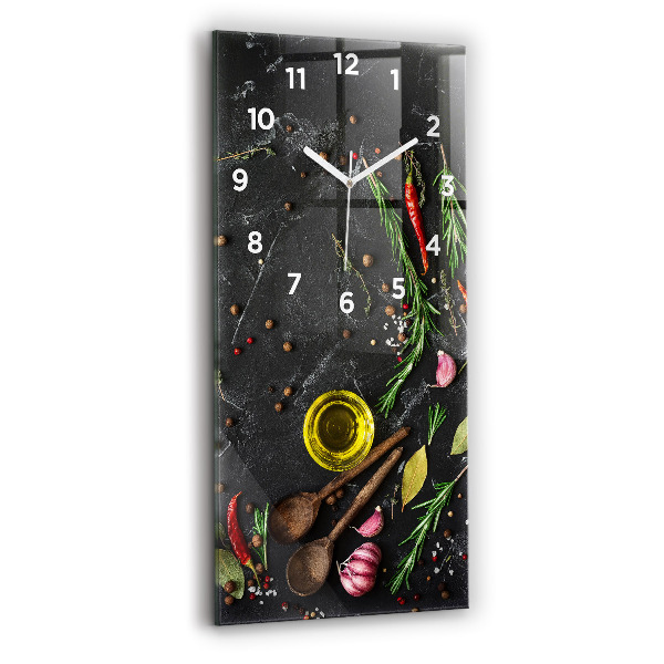 Vertical wall clock Spices on the counter