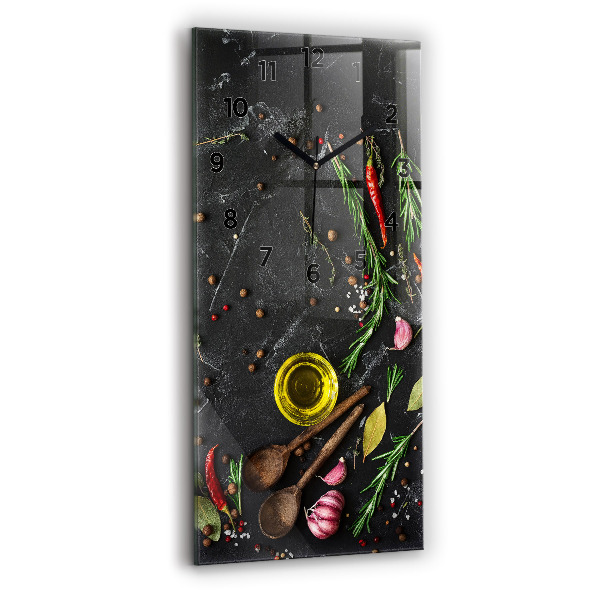 Vertical wall clock Spices on the counter