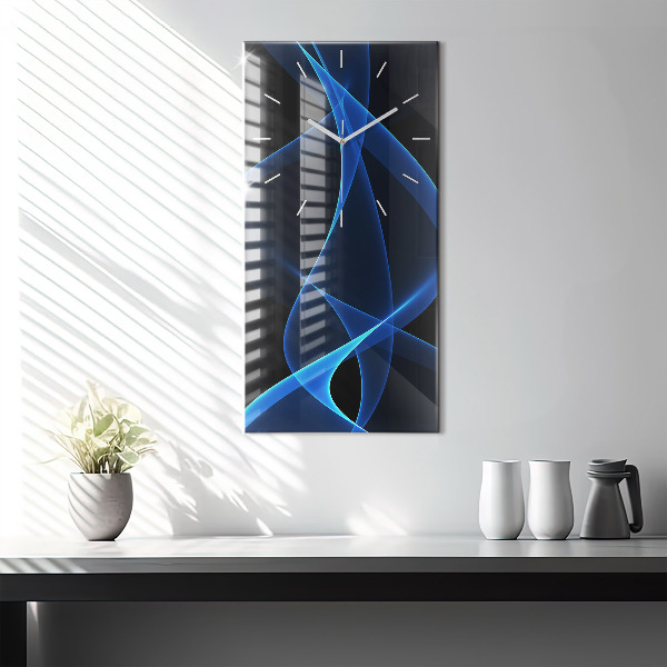 Vertical wall clock Blue lines