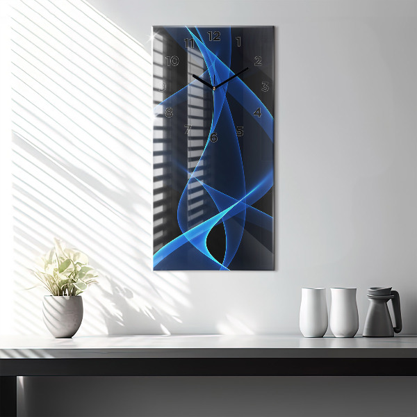Vertical wall clock Blue lines