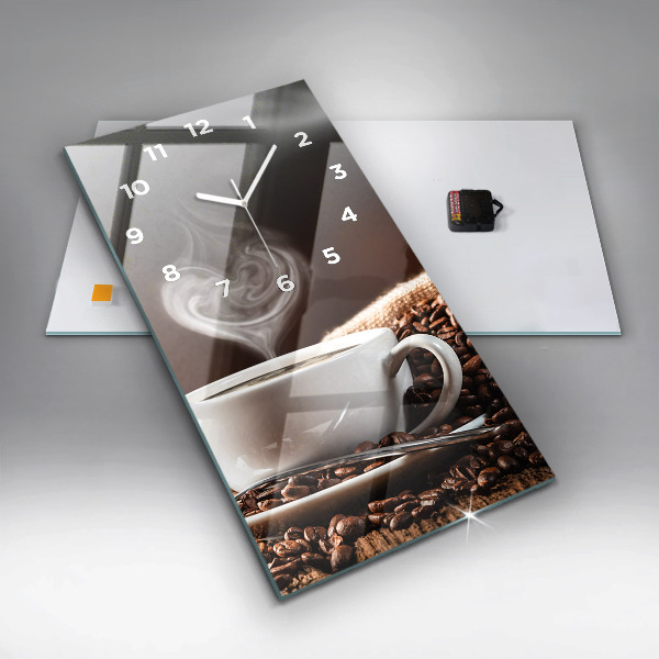 Vertical wall clock A cup of coffee