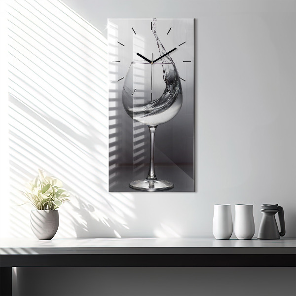 Vertical wall clock Glass of wine