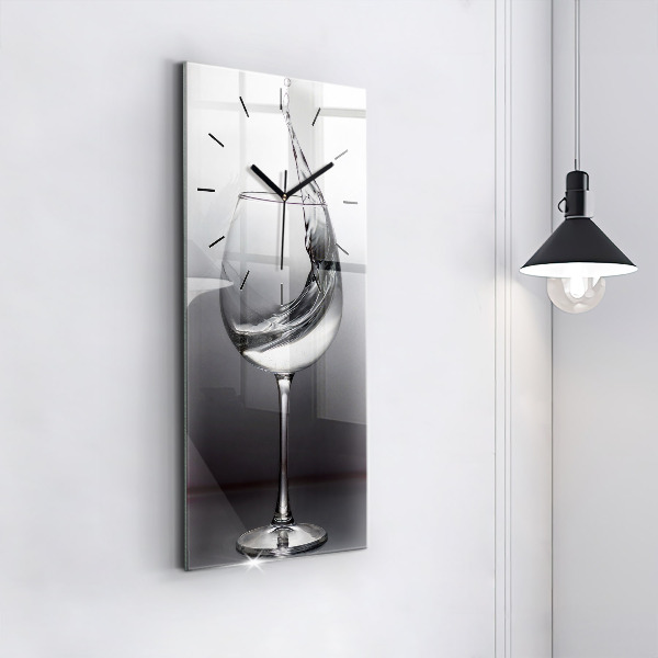 Vertical wall clock Glass of wine