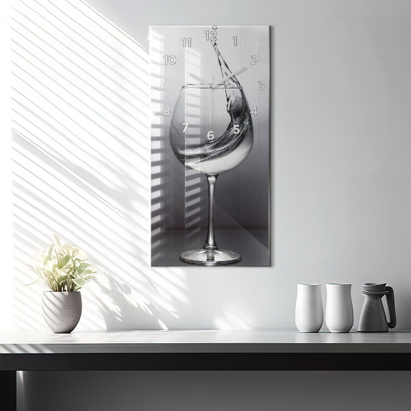 Vertical wall clock Glass of wine