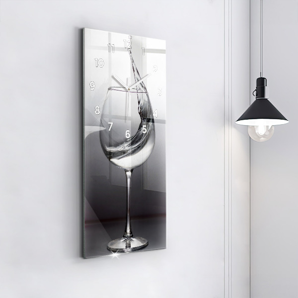 Vertical wall clock Glass of wine