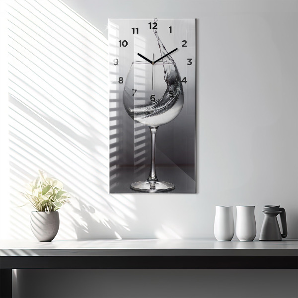 Vertical wall clock Glass of wine