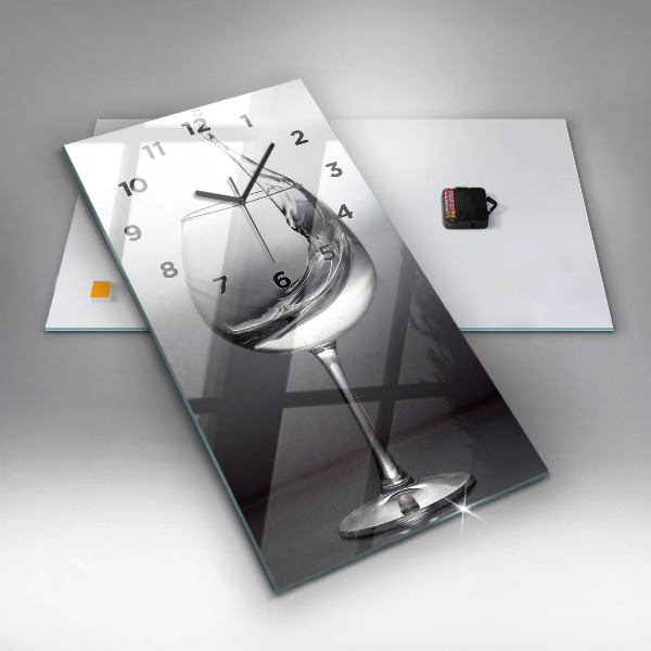 Vertical wall clock Glass of wine