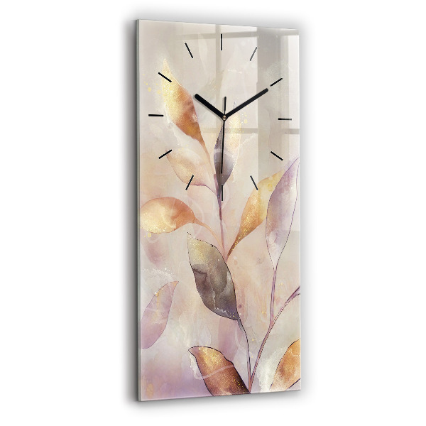 Vertical wall clock Abstract boho leaves