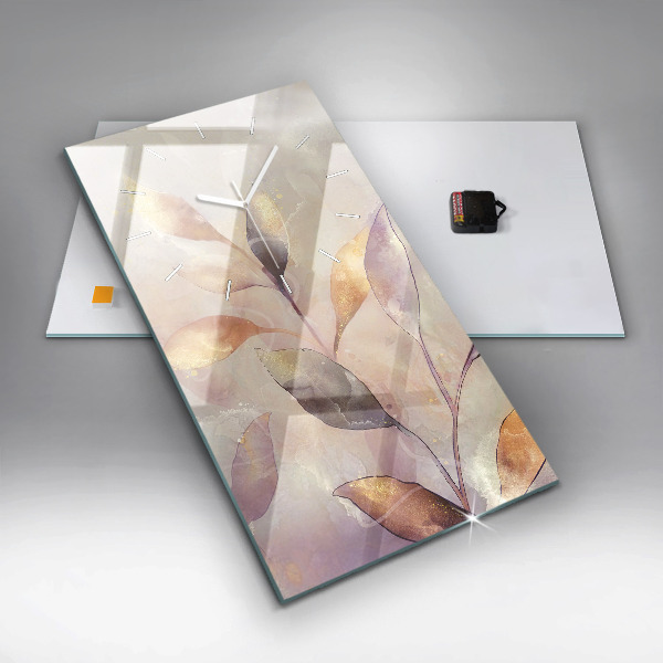 Vertical wall clock Abstract boho leaves