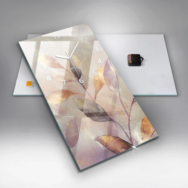 Vertical wall clock Abstract boho leaves