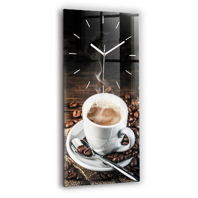 Vertical wall clock Cup and coffee beans