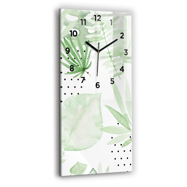 Vertical wall clock Green leaves