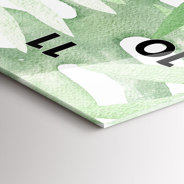 Vertical wall clock Green leaves