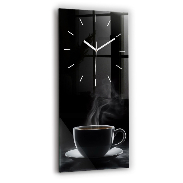Vertical wall clock A cup of black coffee