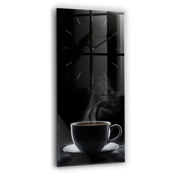 Vertical wall clock A cup of black coffee