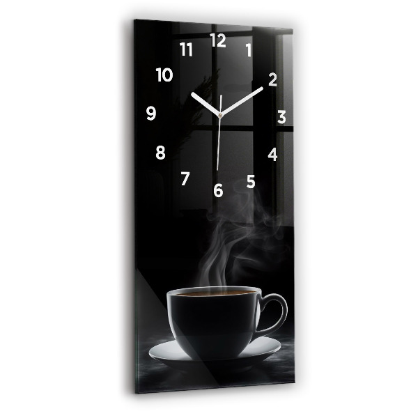 Vertical wall clock A cup of black coffee