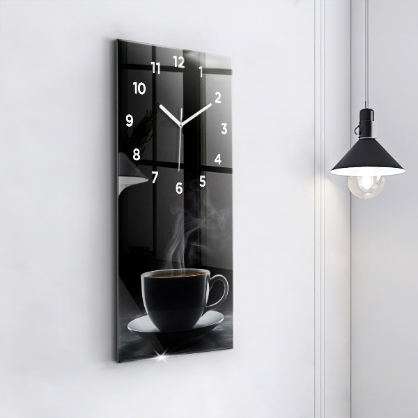 Vertical wall clock A cup of black coffee