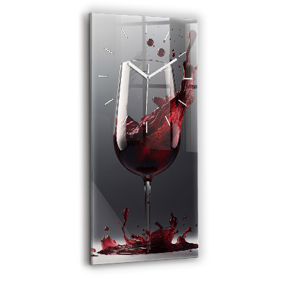 Vertical wall clock A glass of red wine