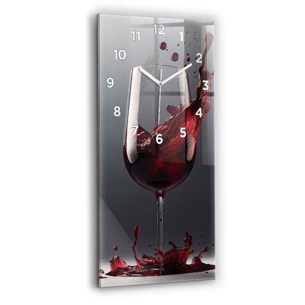 Vertical wall clock A glass of red wine