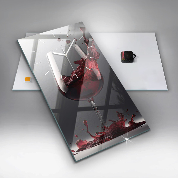 Vertical wall clock A glass of red wine