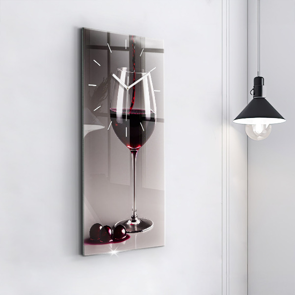Vertical wall clock A glass of red wine