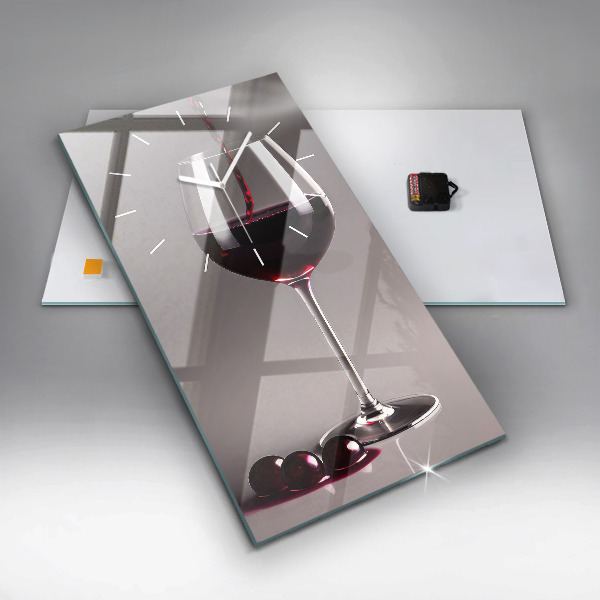 Vertical wall clock A glass of red wine