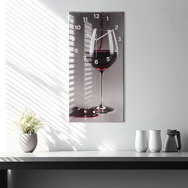 Vertical wall clock A glass of red wine
