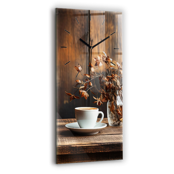 Vertical wall clock A cup of coffee