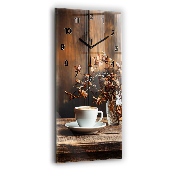 Vertical wall clock A cup of coffee