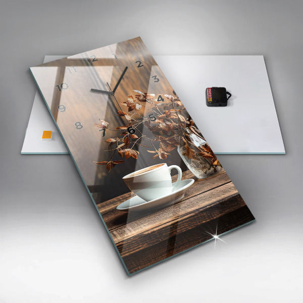 Vertical wall clock A cup of coffee