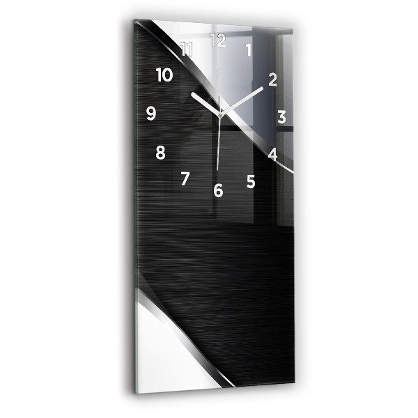 Vertical wall clock Black and silver lines