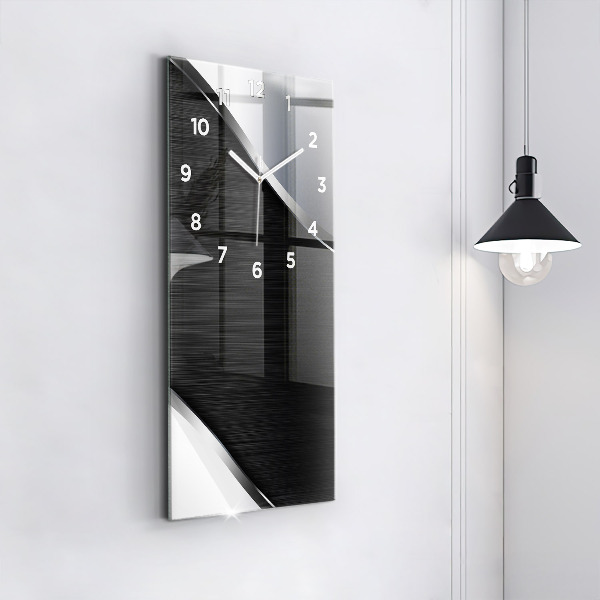 Vertical wall clock Black and silver lines