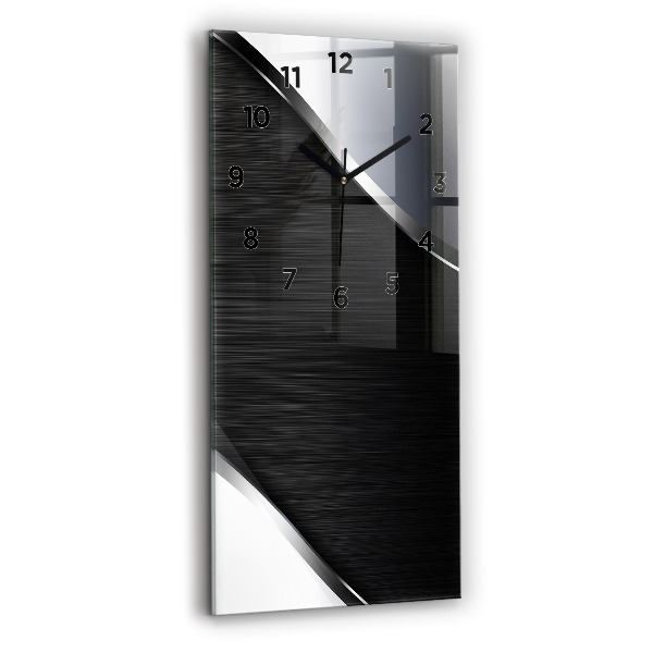 Vertical wall clock Black and silver lines