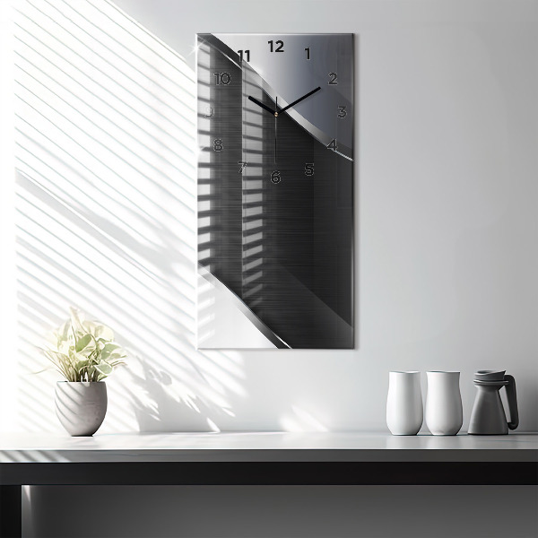 Vertical wall clock Black and silver lines
