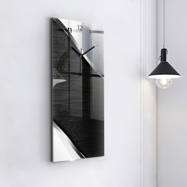 Vertical wall clock Black and silver lines