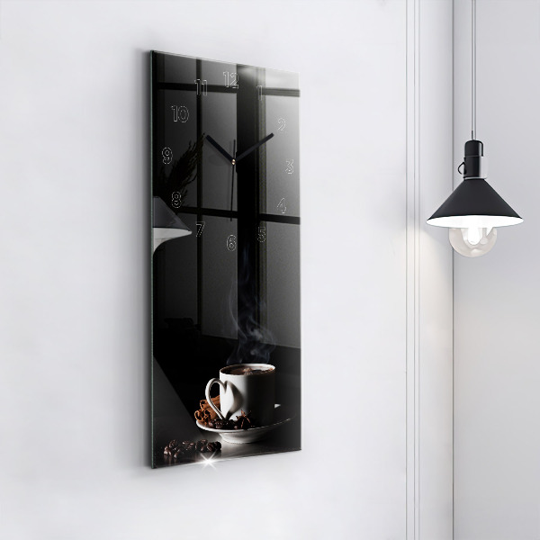 Vertical wall clock A cup of coffee